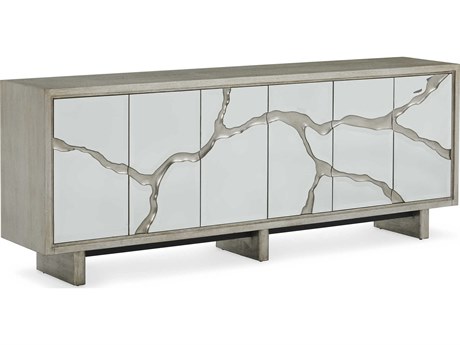 John Richard Revne 90" Oak Wood Silver White Sideboard