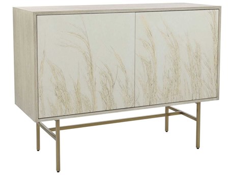 John Richard Windswept White Washed Gold Beige Oak Wood Accent Chest