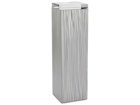 John Richard Mark McDowell Lucena Square Glass Brushed Stainless Steel End Table