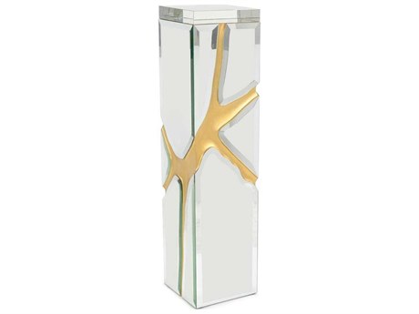 John Richard Katherine Cole Ravine Square Glass Exotic Gold End Table