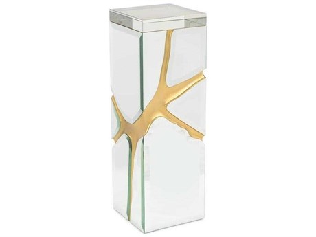 John Richard Katherine Cole Ravine Square Glass Exotic Gold End Table