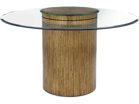 John Richard Stria Round Glass Linea Oro Dining Table