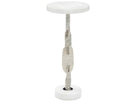 John Richard Mark McDowell Chase Round Marble White Nickel End Table