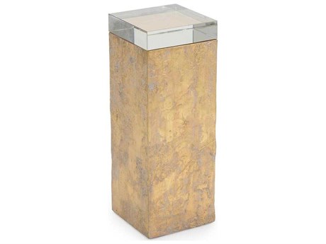 John Richard Mark McDowell Hudson 8" Square Glass Gold Leaf End Table