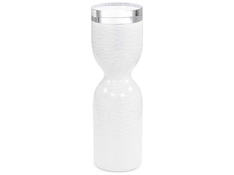 John Richard Sablier 8" Round Silver White End Table