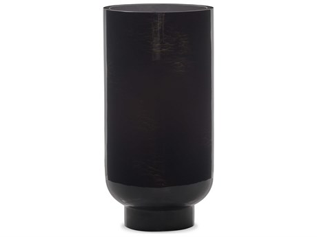 John Richard Draco Round Glass Black End Table