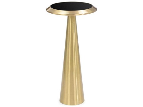 John Richard Hikari Round Glass Brushed Brass End Table
