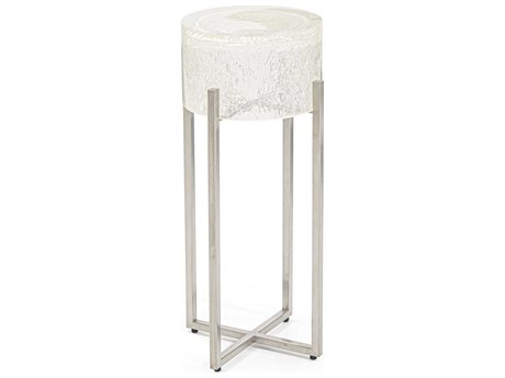 John Richard Claro 9" Round Silver White End Table