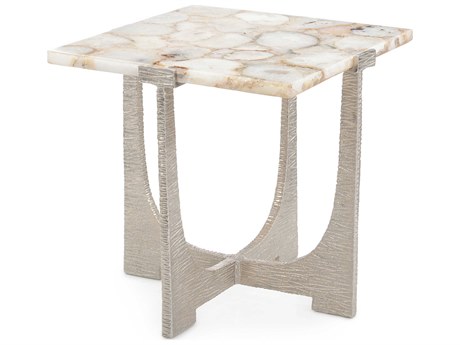 John Richard Unity Agate Square Stone Nickel End Table