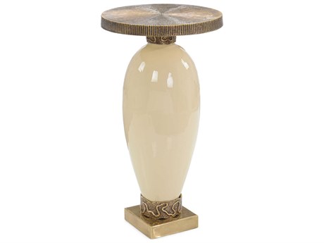John Richard Delphi Round Metal Ivory End Table