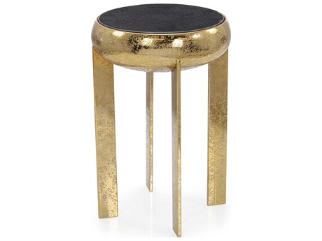 John Richard Annula Round Marble Champagne Gold End Table