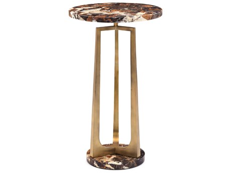 John Richard Pinnacle Round Marble Bronzed End Table