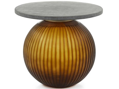 John Richard Jali Amber Round Stone Amber End Table