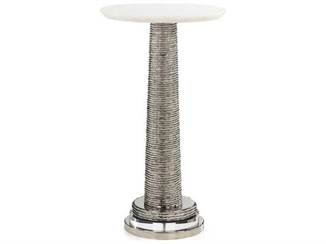 John Richard Ringed Round Marble End Table