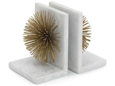 John Richard Gold Ball White Marble Bookend