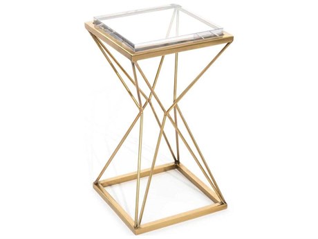 John Richard Geometric Square Plastic Antique Brass End Table