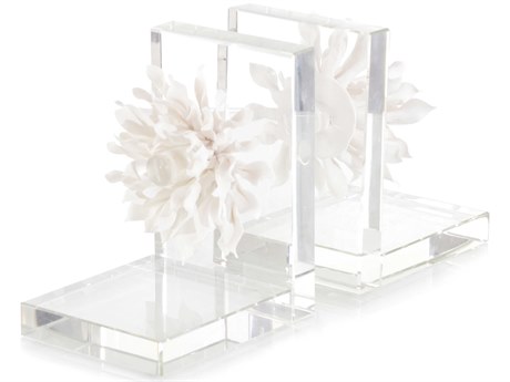 John Richard Porcelain Petals And Crystal Bookend Set of 2
