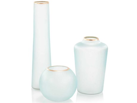 John Richard Whisper Blue Glass Vase Set of 3