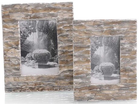 John Richard Cream Brown Enameled Picture Frame Set of 2