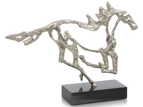 John Richard Polished Nickel Galloping Stallion Sculpture