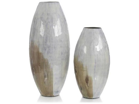 John Richard Enameled In Shades Of The Earth Vase Set of 2