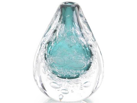John Richard Azure Art Glass with Bubbles Vase