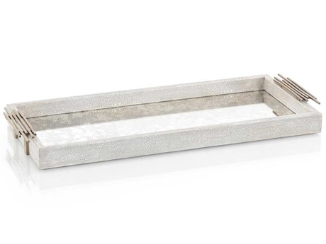 John Richard Grey Shagreen And Mirrored Glass Serving Tray