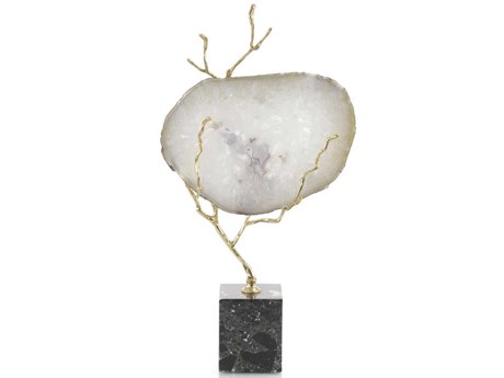 John Richard White Agate Held in Brass Branch