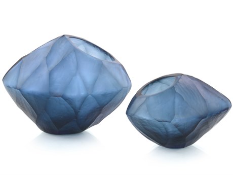 John Richard Asymmetrical Azure Decorative Bowl Set of 2