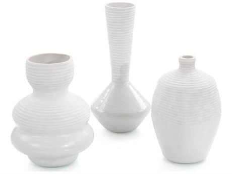 John Richard White Chiseled Vase Set of 3