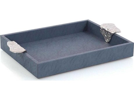 John Richard Gypsy Blue Leather Serving Tray