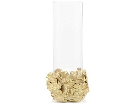John Richard Brass Flowers and Glass Vase