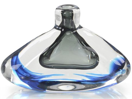 John Richard Sky Blue Grey Handblown Glass Vase