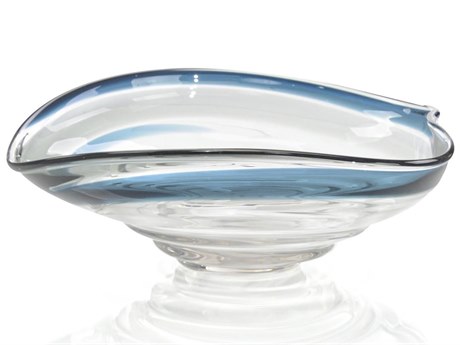 John Richard Handblown Dark Blue Grey Glass Decorative Bowl