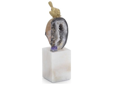 John Richard Brass Bird and Geode Sculpture