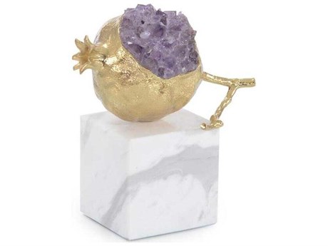 John Richard Brass Amethyst Pomegranate Sculpture