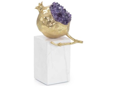 John Richard Brass Amethyst Pomegranate Sculpture