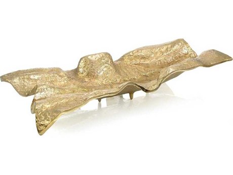 John Richard Draped Fabric Brass Rectangle Decorative Bowl