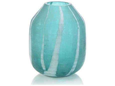 John Richard Aqua Green Etched Glass-I Vase