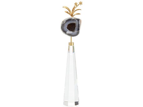 John Richard Brass Flower and Blue Geode-I Sculpture