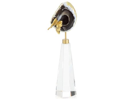 John Richard Brass Flower and Blue Geode-II Sculpture