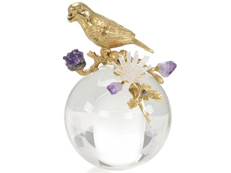 John Richard Brass Parrot and Amethyst-I Sculpture