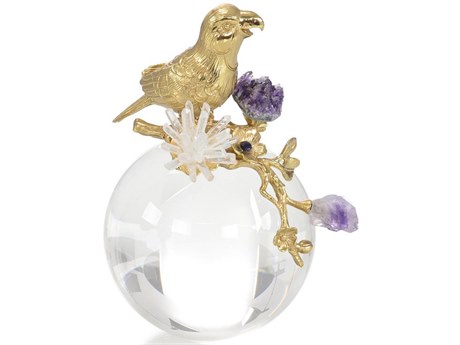 John Richard Brass Parrot and Amethyst-II Sculpture