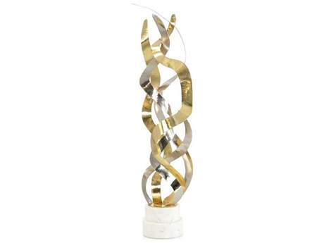 John Richard Brass and Silver Swirling Ribbons Sculpture
