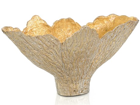 John Richard Enameled Brass Leaf Decorative Bowl