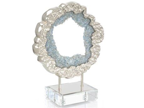 John Richard Hammered Nickel and Sea Blue Geode Sculpture