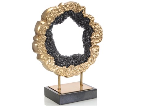 John Richard Black Hammered Gold Geode Sculpture