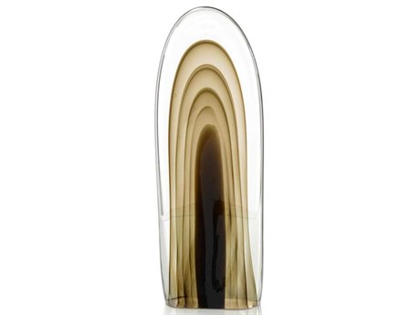 John Richard Rippled Brown Handblown Glass Sculpture