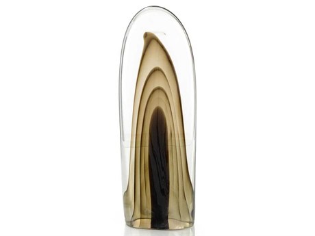 John Richard Rippled Brown Handblown Glass Sculpture