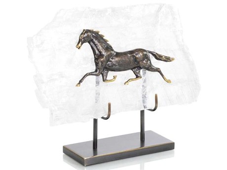 John Richard Dark Bronze Horse in Selenite Sculpture